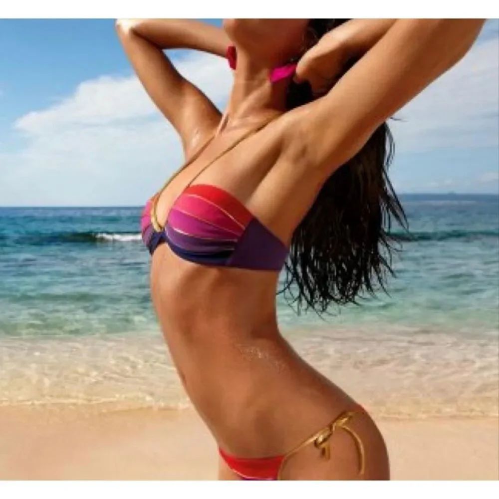 Calzedonia Cobey Halter Bikini Top | Pink and Purple in Medium